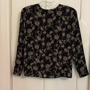 Jones New York Vintage Black Floral Blouse